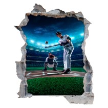 Vinilos pared rota 3d baseball